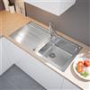 evineo m40 lavello da cucina con ripiano laterale La: 100 P: 50 cm, EV2005, m40 acciaio inox satinato lucido [Lavelli da Cucina > per Base Sottolavello a partire da 50 cm]