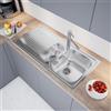 evineo m40 lavello da cucina con vaschetta secondaria e ripiano La: 100 P: 50 cm, EV2007, m40 acciaio inox satinato lucido [Lavelli da Cucina > per Base Sottolavello a partire da 60 cm]