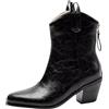 HSyc JRX Stivali da cowboy da donna con chiusura lampo, tacco a blocco, stivaletti alla caviglia, Nero , 43 EU
