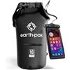 Earth Pak Borsa Impermeabile con Tasca Frontale - Ideale per Kayak, Canottaggio, Pesca, Rafting, Sci, Nuoto, Campeggio, e Snowboarding (Nero, 10L)