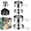 KUIRUNRX® Set di Pentole da Campeggio, Set di Stoviglie da Campeggio, Set di Posate Pieghevoli per Esterni, per Campeggio, attività All'aperto, Escursioni, Picnic(Set da 5 Pezzi)