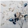 DRW Set di 2 quadri tela stampata con fogli e cornice PS blu e bianco 100 x 4 x 100 cm