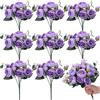 Yunsailing Confezione da 8 fiori di peonia artificiali, ortensie in seta, vintage, decorazione per matrimoni, casa, tavolo, riutilizzabili, per festa della mamma, matrimonio, compleanno (viola,