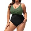 Vijamiy Costume Intero Donna Taglie Forti Sexy Scollo a V Push Up Costumi da Bagno Imbottito Reggiseno Curvy Swimwear Piscina Moda a Blocchi di Colore L-4XL(Rosa,3XL)