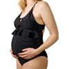 MYLILY | Costume Intero Premaman con Volant | Piscina | Nero | Donna
