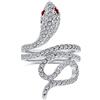 Bling Jewelry Anello a Spirale Serpente Moda per Donne Occhio Rosso Zirconia Cubica Pavé CZ Ottone Placcato Argento