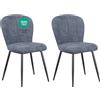 WAFTING Set di 2 Sedie da Pranzo, Sedia a Forma di Conchiglia in Ciniglia e Gambe in Metallo, Comfort Moderno per la Casa e l'Ufficio, Grigio scuro