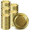KADAX Coperchio a vite per bicchieri, tappo di ricambio da 38 mm, coperchio Twist-Off in metallo, coperchio per barattoli di conserve, bottiglie e vasetti in vetro a vite (oro, 50 pezzi)