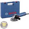 Bosch Professional Smerigliatrice angolare a filo GWS 12-125 (Ø disco: 125 mm, 1200 W pot., protez. riavvio accidentale, incl. 1 disco diam., impugn. suppl., cuffia prot., dado serr., valigetta prof.)