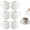 YILANJIN Brocca per Latte, 2 Pezzi Tazza per Caffè in Ceramica Bianca, Mini Creamer Brocca in Porcellana con Manico per Caffè, Brocca da Portata Piccoli per Salse, Sciroppo, Crema Pasticcera (100 ml)