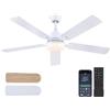 Shanggu Ventilatore da Soffitto con Luce e Telecomando Silenzioso, Ventilatori da Soffitto 132 cm con Lampada a LED con 5 pale in Legno, Venature del Bianco per Camera da Letto, Soggiorno