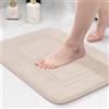 chakme Tappetino da bagno antiscivolo, morbido, assorbente, per bagno, 43 x 61 cm, beige