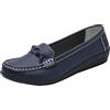 Generisch Scarpe da donna in pelle, leggere, estive, comode, per il tempo libero, per camminare, mocassini, slip, suola piatta, eleganti, business, scarpe da trekking, Blu scuro, 39