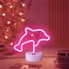 Aslanka Luce notturna a LED con delfino - USB/batteria, luce al neon per camera da letto, decorazione per bambini, decorazione del salone di anniversario (rosa)