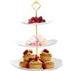Wisebom Alzata per Torta a 3 Piani, Bianco Alzata per Dolci Cupcake, Plastica Torre di Servizio 6/8/10 Piatto da Frutta Alzatina per Dessert per Compleanni Matrimoni Festa del Tè