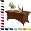 Mienocol Tovaglia in spandex marrone, 1,8 m, elasticizzata, rettangolare, lavabile, universale, per patio, cucina, eventi, matrimoni, cocktail bar, mostre, banchetti, feste