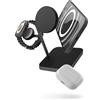 OtterBox Zens Office Wireless Charger 3, Caricatore Wireless MagSafe e Compatibile Qi2 da 15 W per iPhone/Apple Watch/AirPods, Adattatore da 45 W Incluso (EU/UK/US) Con Cavo da 1,5 m Integrato, Nero