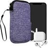 kwmobile Custodia in Neoprene con Zip per Smartphone XXL - 7 - Astuccio Portacellulare a Sacchetto con Cerniera - Borsa in blu jeans/bianco