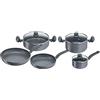 Lagostina Antea Set di Pentole e Padelle Antiaderenti, 8 Pezzi, Batteria di Pentole con 2 Casseruole, 2 Padelle, Tegame, 3 Coperchi in Vetro, Rivestimento Meteorite Mineral Resistente ai Graffi