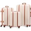 FERGÉ set di 3 valigie viaggio MILANO - bagaglio rigido dure leggera 3 pezzi valigetta 4 ruote beige