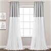 Lush Decor Coppia di tende a pannello in tulle color block per finestra, 213,4 x 101,6 cm, grigio chiaro e bianco