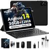 TIGERFU 10 Pollici Tablet Android 14, Tablet PC, 36GB RAM+128GB ROM (1TB TF), Quad-Core 2.0 GHz, 5G WiFi丨GPS丨Widevine L1丨Bluetooth 5.0丨8000mAh丨8MP+5MP, Tablet con Tastiera, Mouse e Penna - Nero