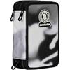 Invicta Astuccio Scuola 3 Zip Fantasy, Nero e Grigio, Triplo Scomparto Completo di Penne, Matite e Pennarelli, Accessori Scuola, Accessori Zaino, Scuola Elementare, Bambino