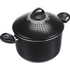 Pensofal, Pentola per pasta, Serie BioStone®, Pastasi, Alluminio con rivestimento antiaderente, Diametro 24 cm, 7L, Maniglie In Bakelite, Adatta All'Induzione, Effetto Pietra, Nero