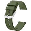 BISONSTRAP Cinturino 19mm, Cinturini per Orologio in Silicone a Sgancio Rapido per Uomo Donna (Verde Militare,Fibbia Argento)
