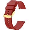 BISONSTRAP Cinturino 19mm, Cinturini per Orologio in Silicone a Sgancio Rapido per Uomo Donna (Vino Rosso,Fibbia Oro)