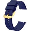 BISONSTRAP Cinturino 19mm, Cinturini per Orologio in Silicone a Sgancio Rapido per Uomo Donna (Blu Scuro,Fibbia Oro)