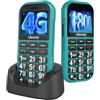 CHAKEYAKE 4G Telefono Cellulare per Anziani con USB Tipo C Ricarica Rapida|1800mAh Batteria, Tasti Grandi,Volume Alto,Funzione SOS,Base di Ricarica, Chiamata Rapida,Torcia, Sveglia, Facile da Usare.Verde