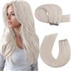 Moresoo Extension capello Veri Tessitura Bianco Matassa Biondo Bianco 40 cm/16 Pollice #60A 100g