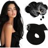 Moresoo Extension Microring Capelli Veri Nero Remy Extension Capelli con Anelli Nero Naturale Invisibili 50 cm #1B 50 Ciocche 50g