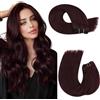 Moresoo Extension Capelli Veri Tessitura 55cm 100g Double Weft #99J Rosso Vino Bordeaux Matassa Doppia Cucitura Remy Human Hair per Cucitura o Micro Ring Sfumature Naturali
