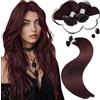 Moresoo Extension Capelli Veri Cheratina Rosso Bordeaux Remy Extension con Cheratina Capelli Veri Umani Lisci Vino Rosso Intenso #99J 45 cm 50g 50 Ciocche