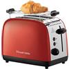 Russell Hobbs Tostapane - 2 Fette - Acciaio Inox Rosso; Scomparti per toast extra larghi; 6 livelli di doratura; Funzione di scongelamento; Funzione solleva e guarda, 1600 W, ColorPlus 26554-56