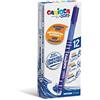 Carioca Oops Penne Blu | Set Penne Cancellabili Ricaricabili per Scuola e Ufficio con Cappuccio, Doppia Gomma e Impugnatura Ergonomica, Penne Blu, 12 Pezzi
