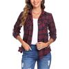 Irevial Camicia a Quadri Donna Cotone Shirts Casual Manica Lunghe Elegante Bluse a Bottoni Ragazza