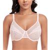 DotVol Donna Reggiseno Pizzo prospettico Leggero, Confortevole Ogni Giorno Rosa 1F