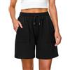 Uniexcosm Pantaloncini Donna Estivi con Coulisse Casual Larghi Shorts Donna Sciolto Pantaloncini Corti con Tasche Pantaloncini da Donna Nero XL
