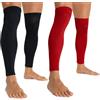 CityComfort Calzettoni Calcio Uomo Senza Piede - Scaldamuscoli Uomo Taglia Unica - Polpaccera Compressione Uomo Ragazzo Protezione Tibia - Gambali Calcio Sport (Rosso/Nero, Confezione da 2)