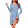 Crewhpo Camicia da Notte Donna Cotone Camicie Notte a Maniche Lunghe Camicia da Notte Comodo Vestito da Notte Scollo a V Pigiama Autunno e Inverno S-3XL