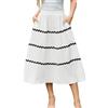 GRACE KARIN Gonna lunga da donna, linea ad A, elasticizzata, gonna a pieghe, bianco, L