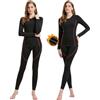 Uniuni Set Intimo Termico Donna Funzionale Biancheria Intima Termica Traspirante Maglia Termiche Pantaloni Termici Invernale Sci Ciclismo Corsa Nero 42