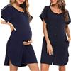 iClosam Camicia da Notte Donna Premaman Cotone Camicia da Notte Parto Ospedale con Bottoni Pigiama Donna maternità Manica Corta Sciolto Confortevole