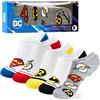 DC Comics Calze Bambino, Pacco da 5 Calzini Fantasmini Set Calze Corte in Cotone Misto Taglia Unica Calzini Divertenti Salvapiede Invisibili Superman Batman Gadget (Bianco, 30-35)