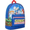 SONIC THE HEDGEHOG Zaino Scuola Elementare Media per Bambino Bambina Zainetto Grande per Bambini Gadget Scolastici Originali (Blu/Rosso)
