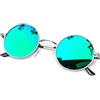 KANASTAL Occhiali da Sole Due Neri Rotondi Uomo Donna Polarizzati Steampunk Tondi Cerchio Circolari Scuri 2 Paia Vintage Piccoli Retro Metallo Black Sunglasses Men -Nero Opaco + Neri Argento