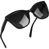 Joopin Occhiali da Sole da Donna Occhi di Gatto Protezione UV400 Montatura in Acetato TR90 Moda Vintage Cat Eye Occhiali da Sole Polarizzati (Nero)